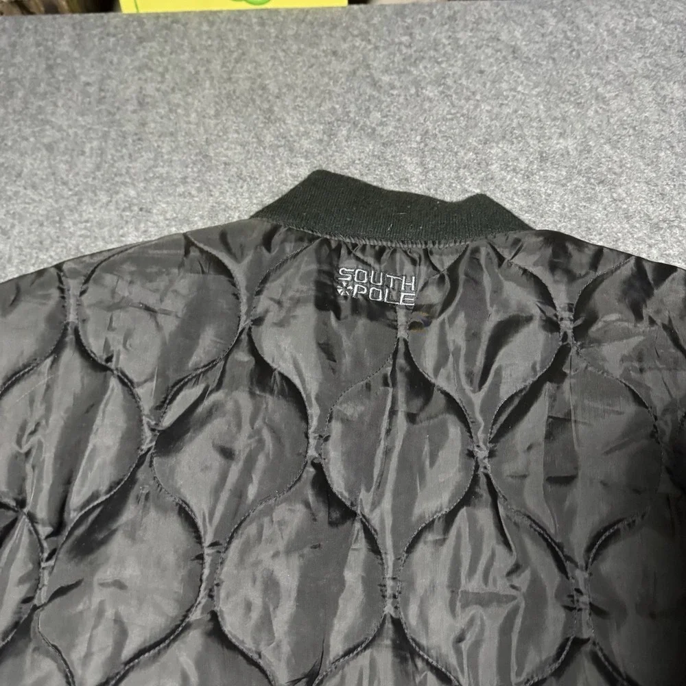 Southpole‎ Bomber Jacket XL Mens Black Reversible Quilted Streetwear Y2K Hip Hop